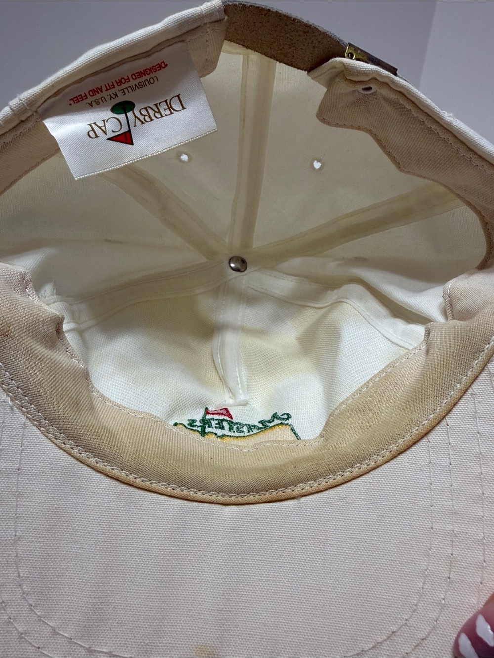 Vintage Masters Cream Cap with Green & Yellow Embroidered Logo - Picture 10 of 14